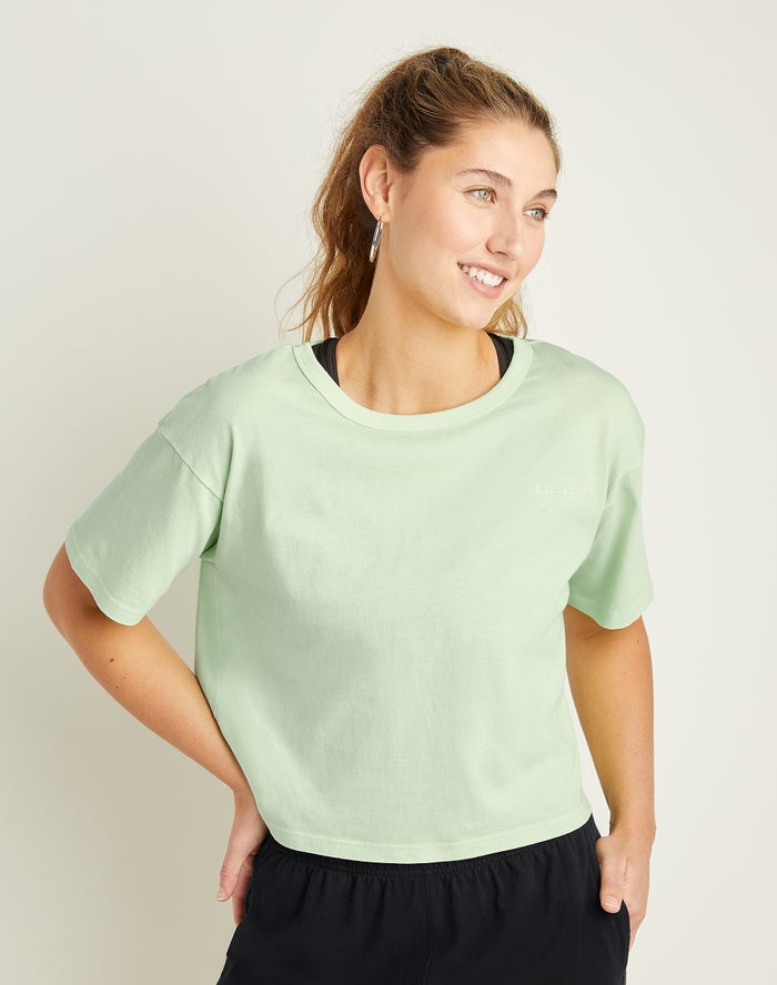 Champion T-Shirt Dames - LichtGroen - Lightweight Cropped ( 879230-ZFE )